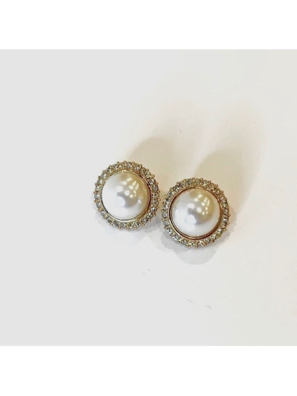 𝅺VINTAGE Costume Pearl and Diamond Earrings